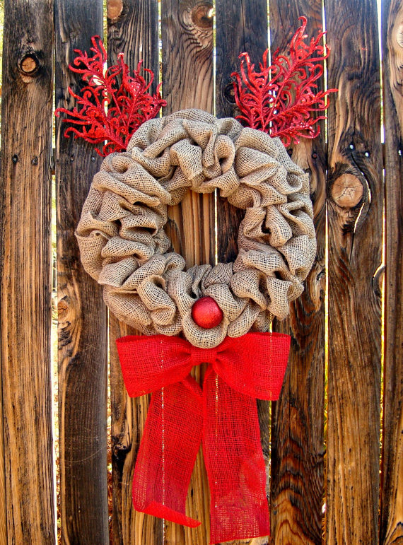 Rudolph Burlap Christmas Wreath