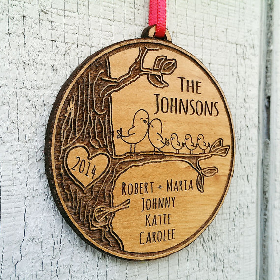 Personalized Wood Engraved Family Ornament