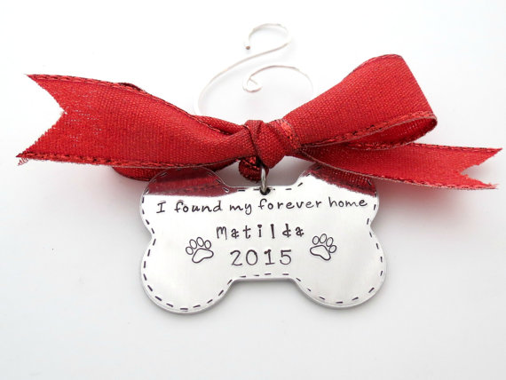 Silver Engraved Rescue Dog First Christmas Ornament