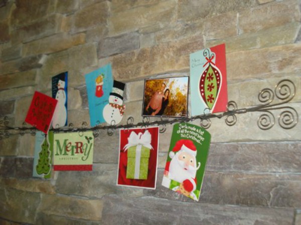 long wall christmas card holder idea