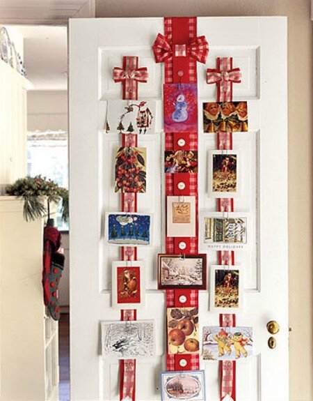 ribbon christmas card display holder