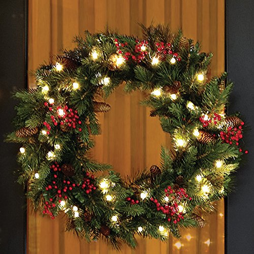 LED Christmas wreath with pine cones