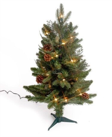 pre lit pine cone mini christmas tree