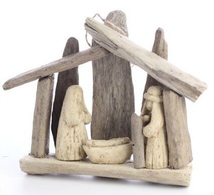rustic wood nativity set